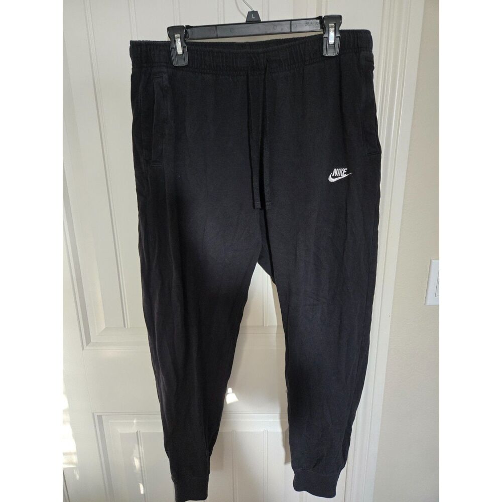 Nike Men’s XL Black Jogger Sweatpants Embroidered Swoosh Cotton Drawstring